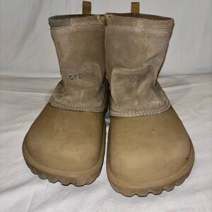 Rare Vintage Crocs Ambler Archival Suede Hybrid Duck Boots Khaki Fleece Lined